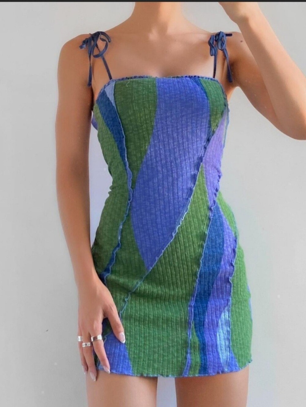 NWT Urban Outfitters Colorful Patchwork Dress With Straps Size :M - Picture 2 of 9